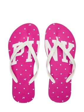 🌴VS Pink Y2K style polka dot flip flops thongs sandals sz 9 NWT